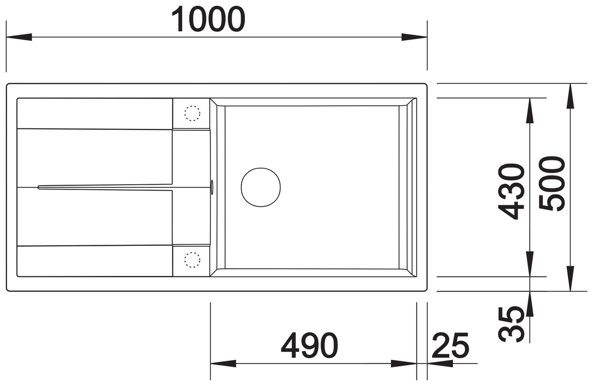 Blanco Metra XL 6S Silgranit – schéma technique : vue de dessus