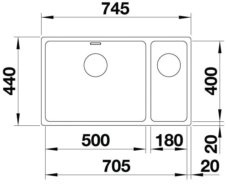 Blanco Andano 500/180-U Inox InFino