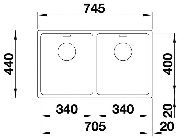 Blanco Andano 340/340-U Inox InFino