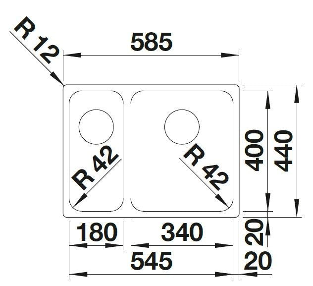Blanco Solis 340/180-U Inox InFino