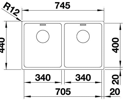 Blanco Andano 340/340-IF Inox InFino