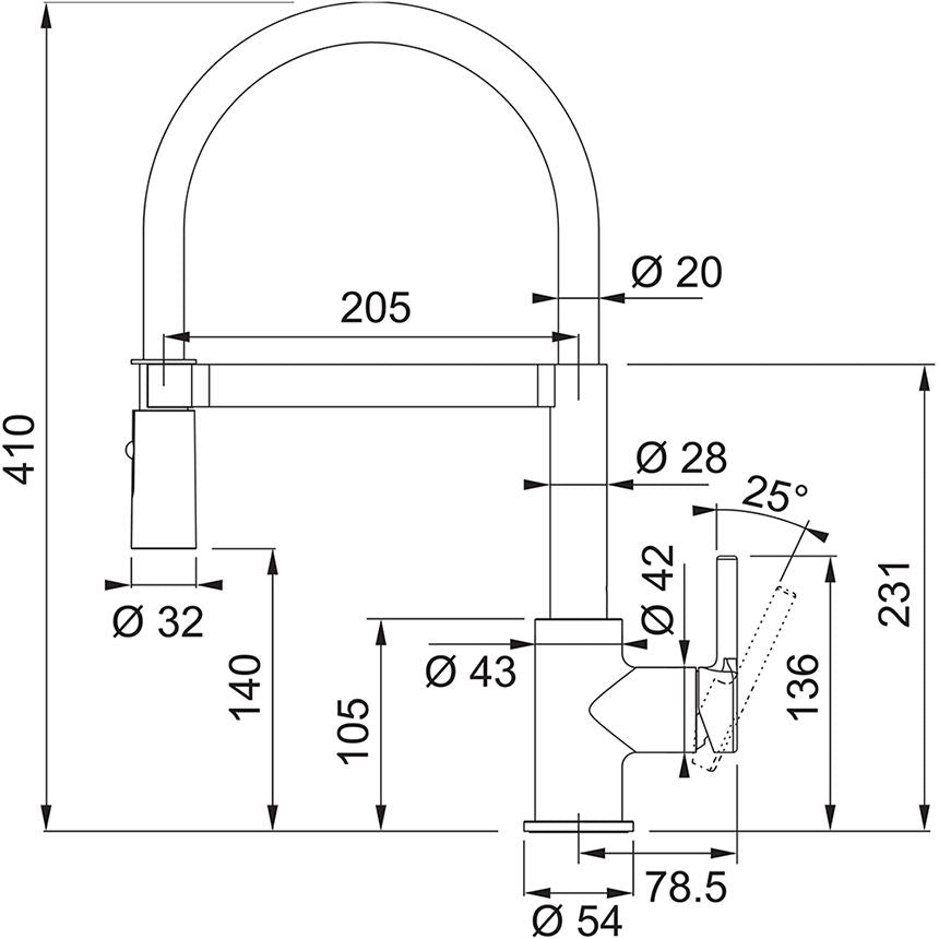Franke Lina Semi Pro double jets Chrome / Noir