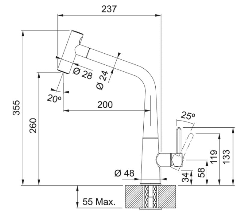 Franke Icon Douchette Noir Mat