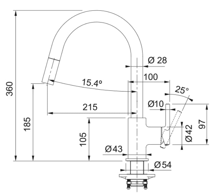 Franke Lina J Noir Mat à douchette monojet
