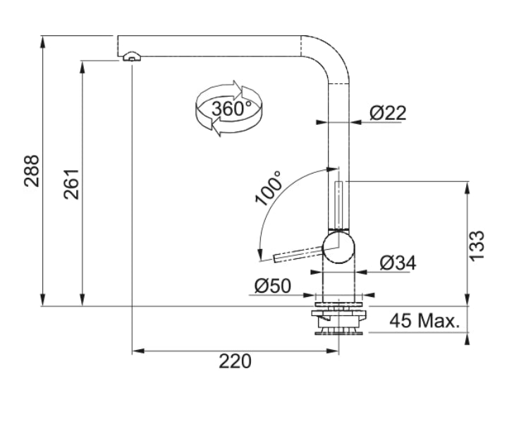 Franke Neptune Solution Fenetre à bec