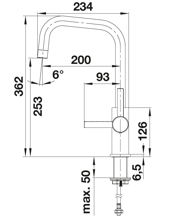 Blanco Jandora a bec Inox Brossé