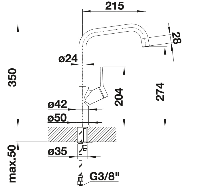 Blanco Jurena a bec Chrome