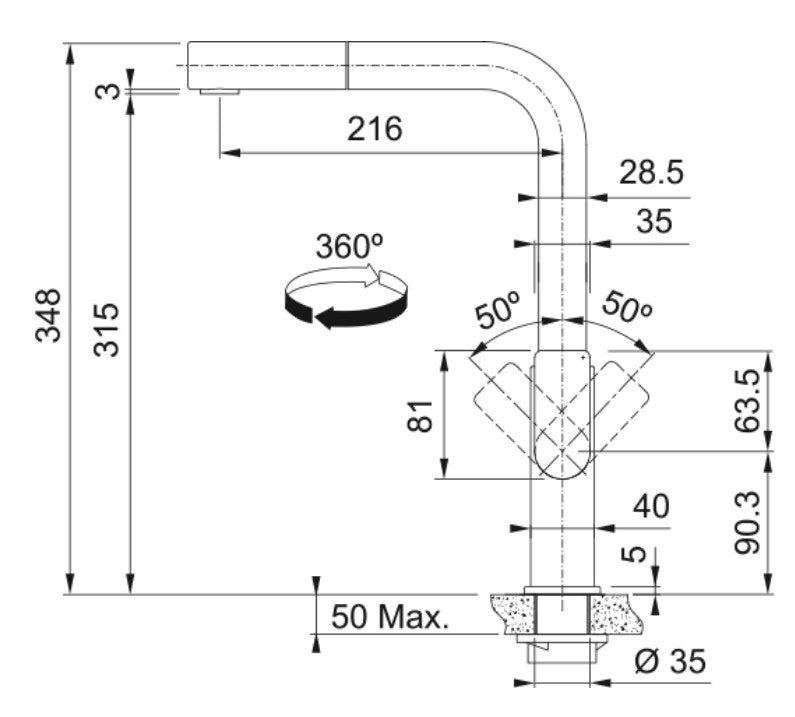 Franke Mythos à douchette monojet