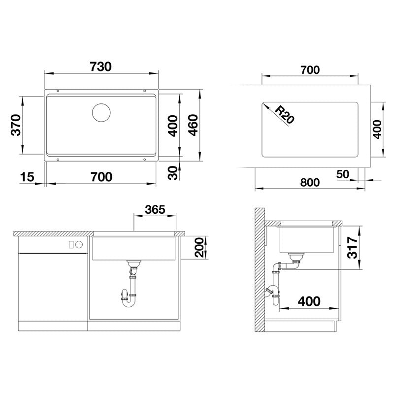 Blanco Etagon 700-U Silgranit sans vidage