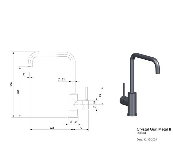Reginox Crystal Gun Metal II R38963