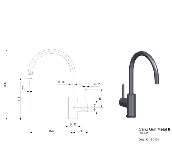 Reginox Cano Gun Metal R38932