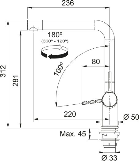 Franke Active Twist à bec Noir Mat
