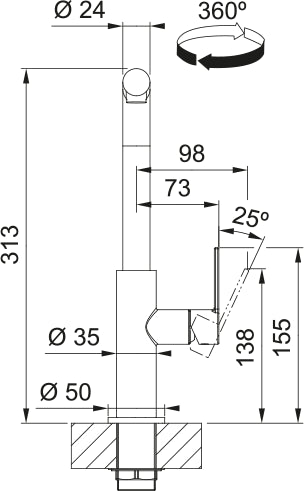 Franke Maris Slim L Noir Mat à bec