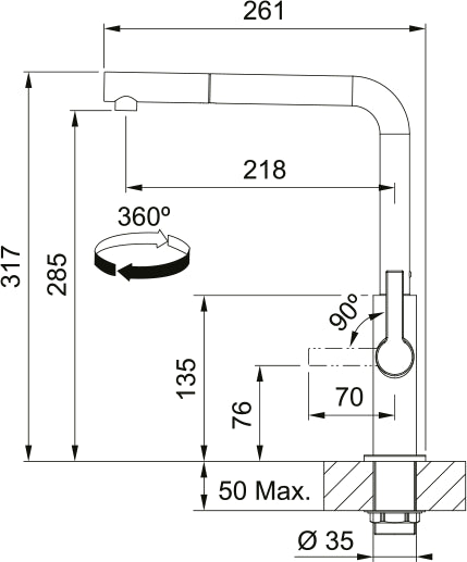 Franke Maris Slim L Chrome à douchette