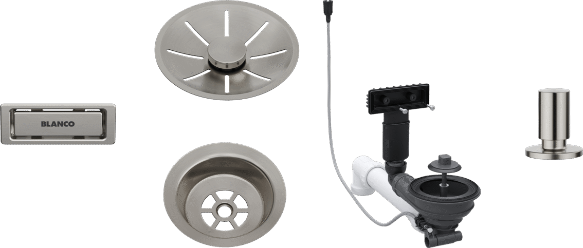 Set de bonde Blanco InFino satin Platinum avec commande de vidage automatique (réf. 207435)