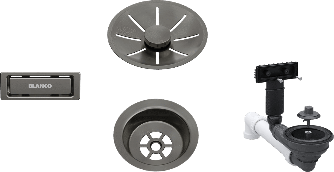Set de bonde Blanco InFino satin Dark Steel à vidage manuel (réf. 207424)
