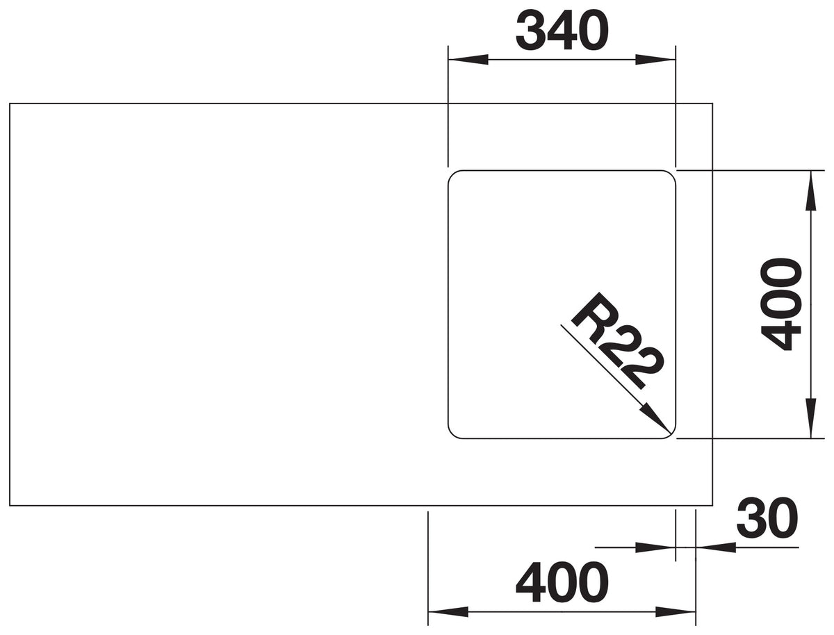 Blanco Andano 340-U Inox InFino – découpe