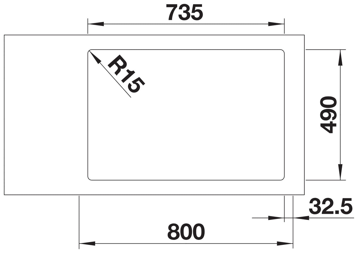 Schéma de découpe du plan de travail pour l'évier Blanco Andano 340/340-IF/A