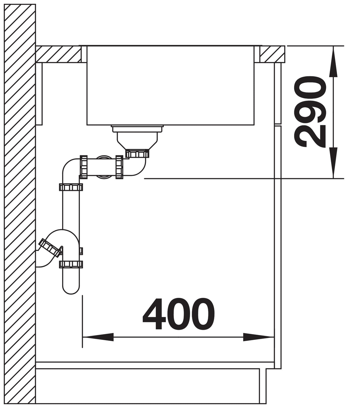 Blanco Andano 340/340-IF Inox InFino – coupe d'installation