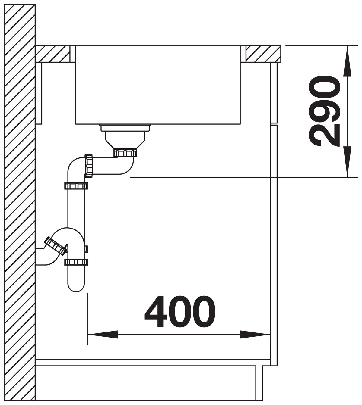 Blanco Andano 400-IF Inox InFino – coupe d'installation