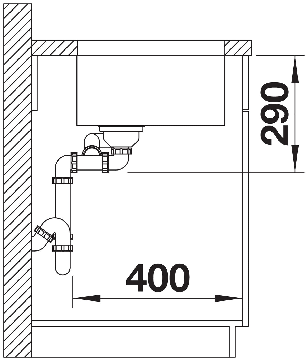 Blanco Andano 500/180-U Inox InFino – coupe d'installation