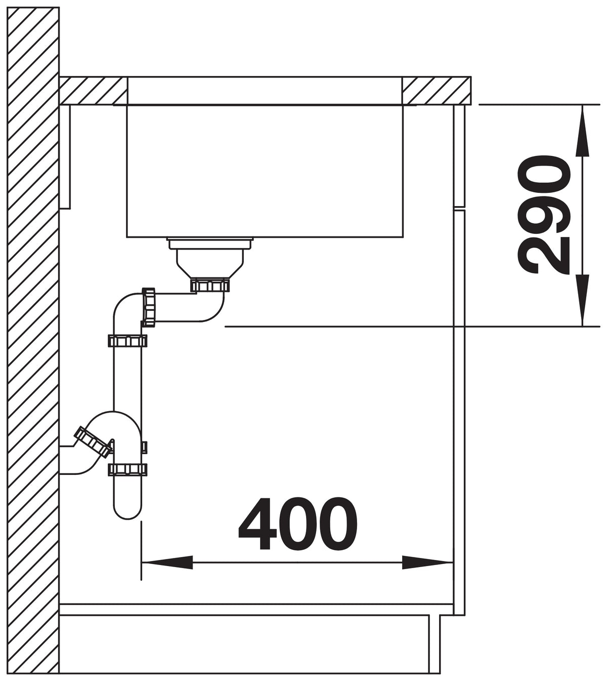 Blanco Andano 700-U Inox InFino – coupe d'installation