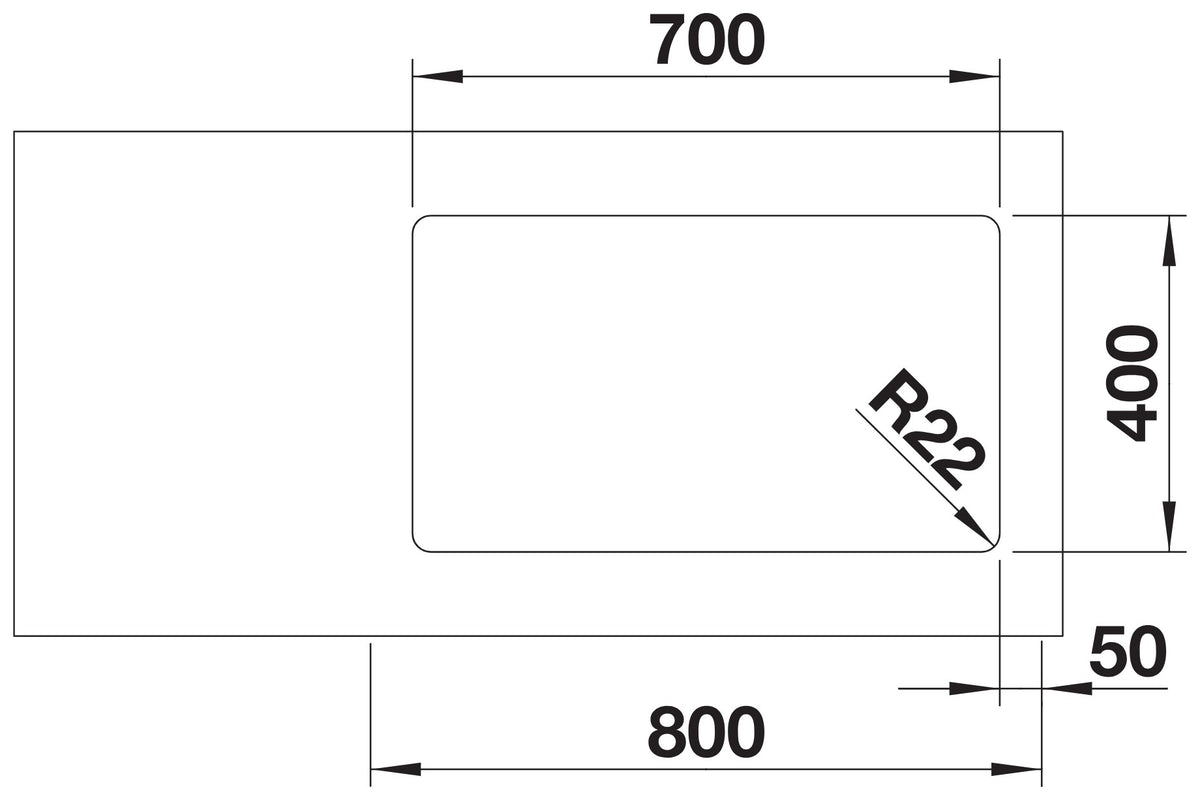 Blanco Andano 700-U Inox InFino – découpe
