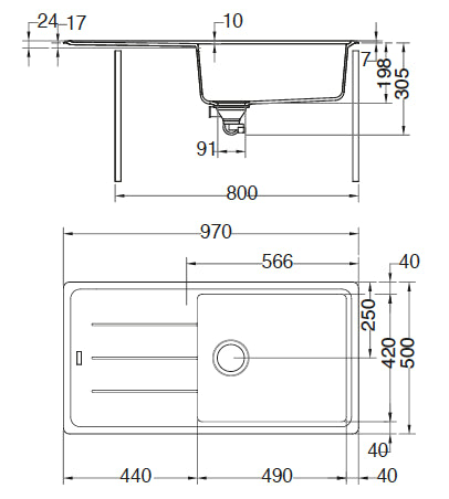 Franke Basis Fragranit+ BFG611-XL