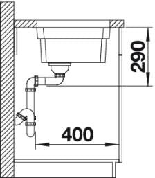 Blanco Etagon 500-U Silgranit sans vidage – coupe d'installation