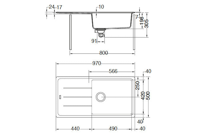 PACK Franke Basis BFG611-XL + Mitigeur
