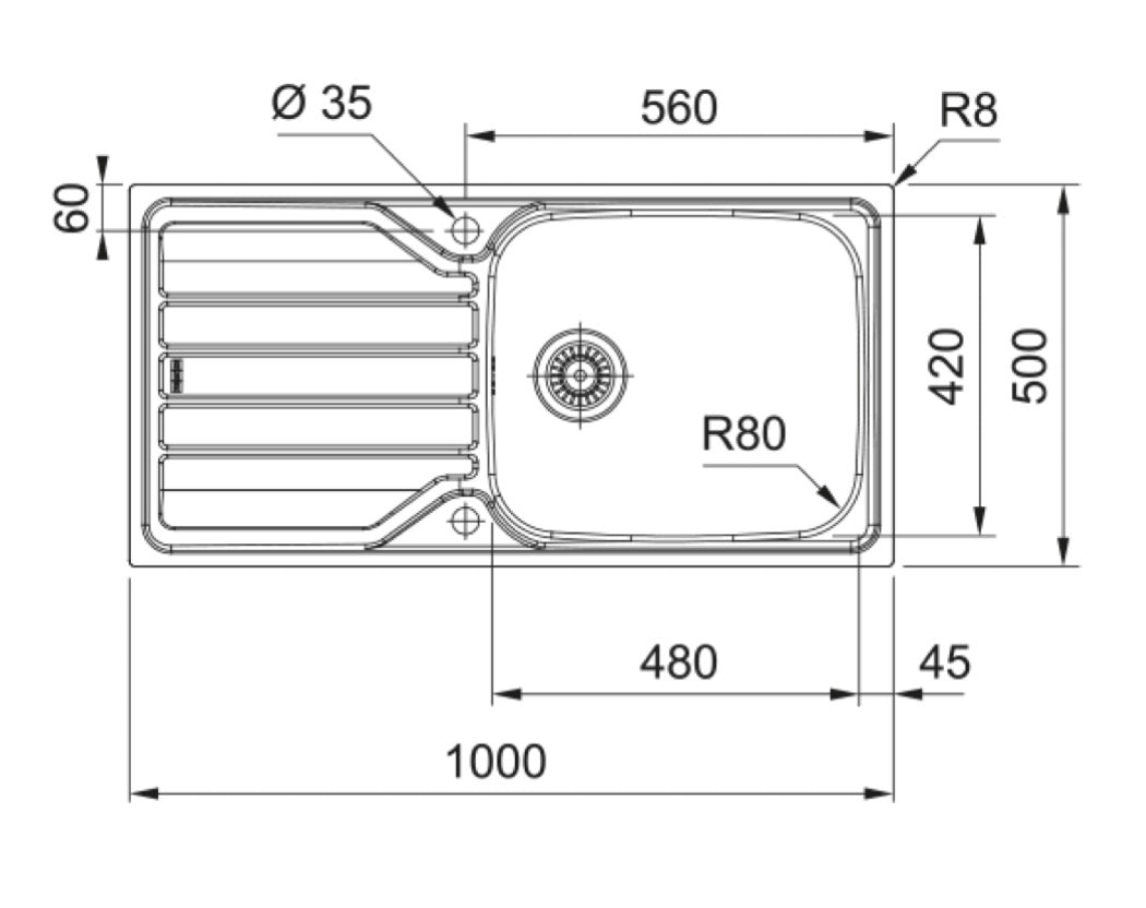 Franke Flash FLN611-XL Inox Lisse Auto – schéma technique