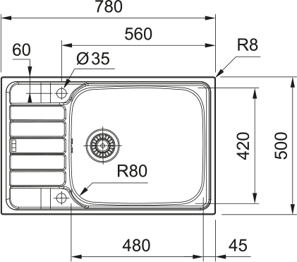 Franke Spark SKL611-XLC Inox Dekor – schéma technique