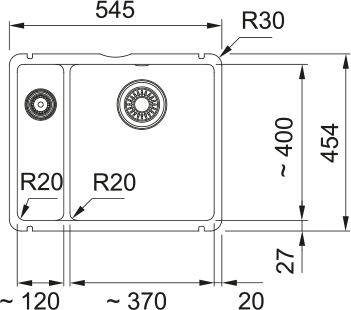 Franke Kubus Fraceram KXK160-37-12 – schéma technique