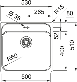 Franke Smart SRX210-50 Inox Lisse – schéma technique