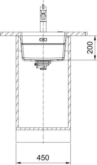 Franke Kubus 2.0 Pro Fragranite KNG110-37 – coupe d'installation sous plan
