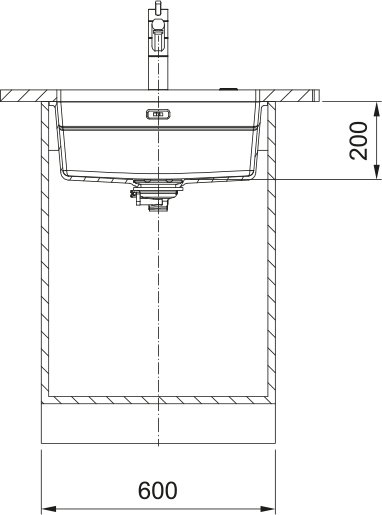 Franke Kubus 2.0 Pro Fragranite KNG110-52 – coupe d'installation sous plan