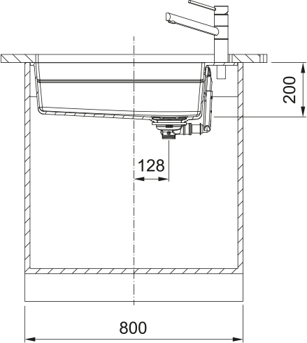 Franke Kubus 2.0 Pro Fragranite KNG110-62 – coupe d'installation sous plan