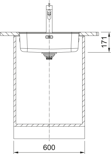 Franke Smart SRX210-50 Inox Lisse – coupe d'installation
