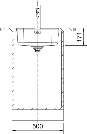 Franke Smart SRX210-40 Inox Lisse – coupe d'installation