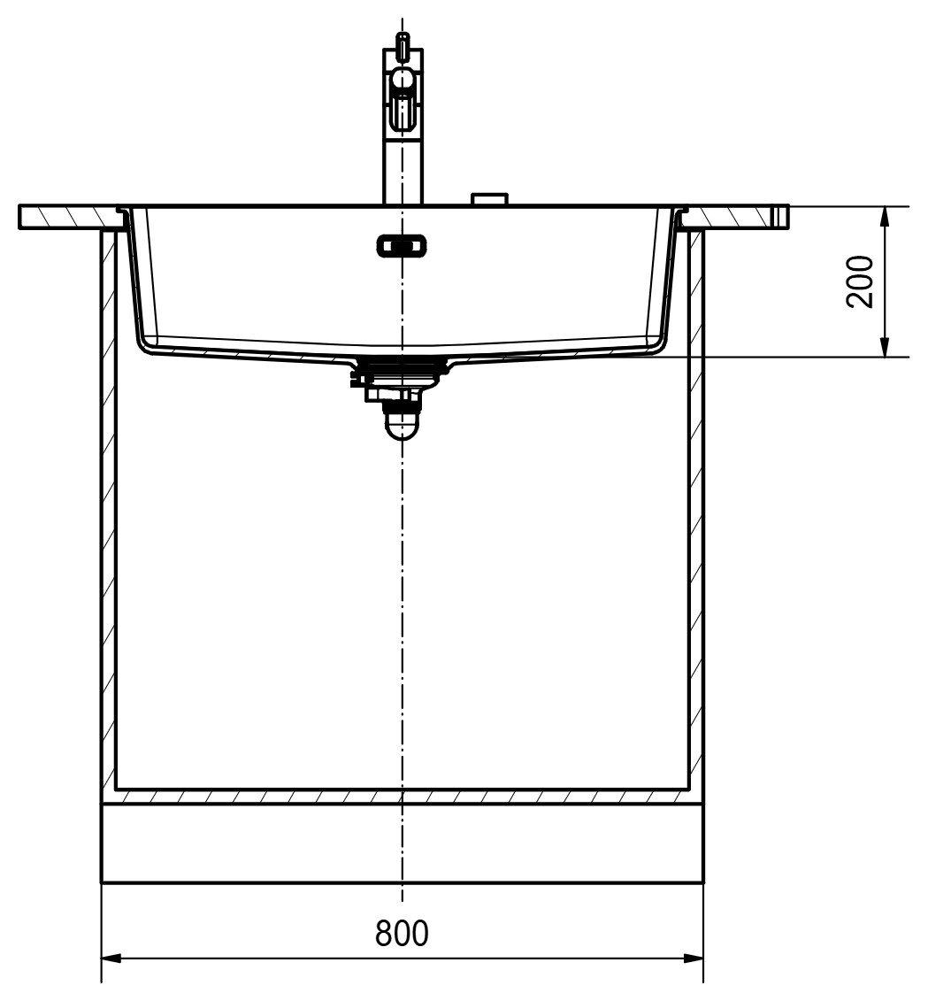 Franke Maris Fragranite MRG210-72 – coupe d'installation