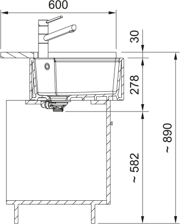 Franke Belfast Fraceram BFK720-36-36 — dessin technique et dimensions 3