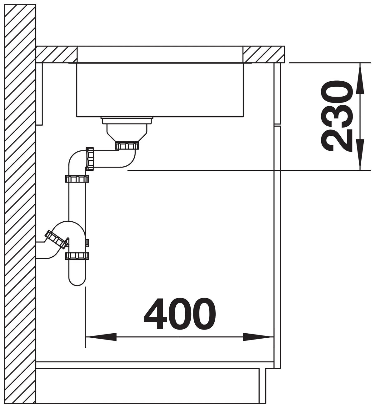 Blanco Andano 180-U Inox InFino – coupe d'installation