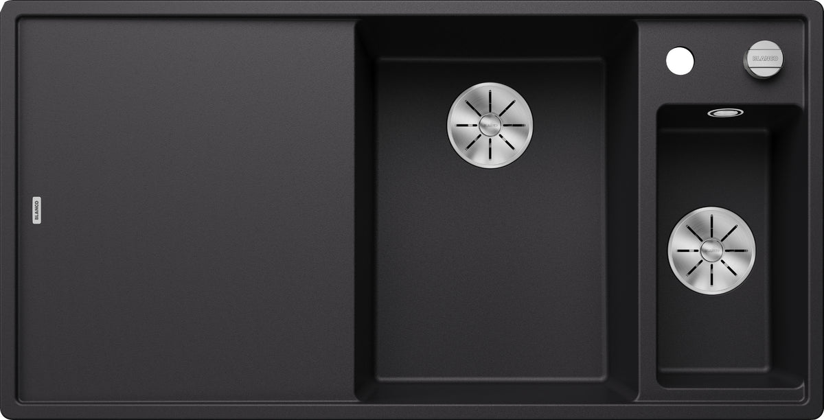 Blanco Axia III 6 S Silgranit avec planche en verre – coloris Noir, égouttoir à gauche