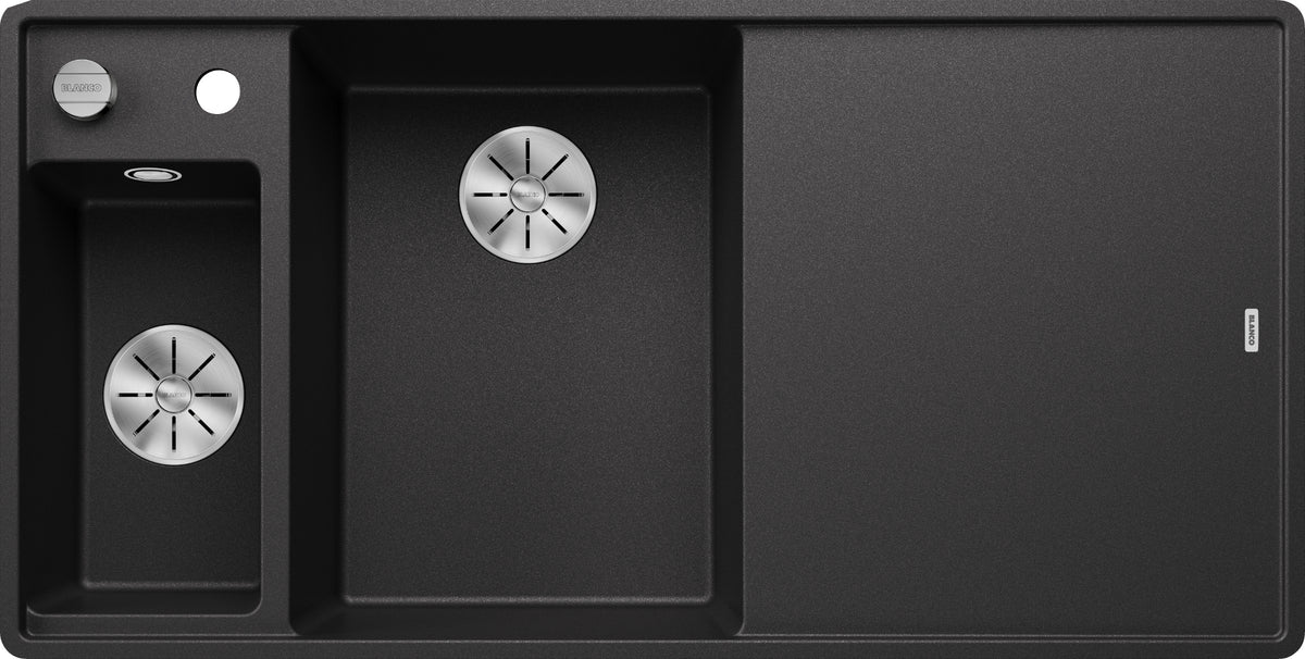 Blanco Axia III 6S-F Silgranit avec planche en verre – coloris Anthracite, égouttoir à droite