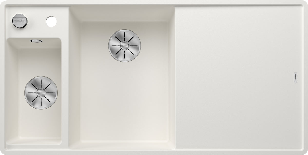 Blanco Axia III 6S-F Silgranit avec planche en verre – coloris Blanc, égouttoir à droite