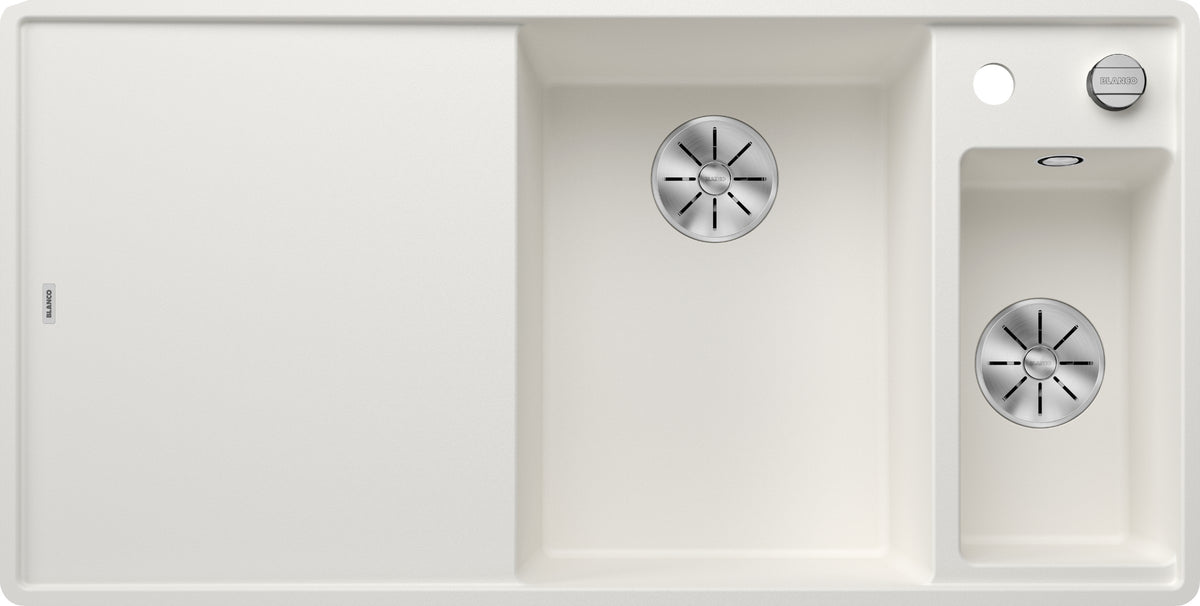 Blanco Axia III 6S-F Silgranit avec planche en verre – coloris Blanc, égouttoir à gauche