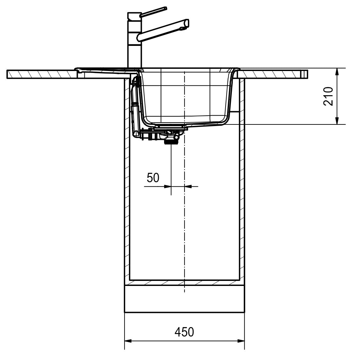 Franke Antea Fragranite AZG611-62 – coupe d'installation