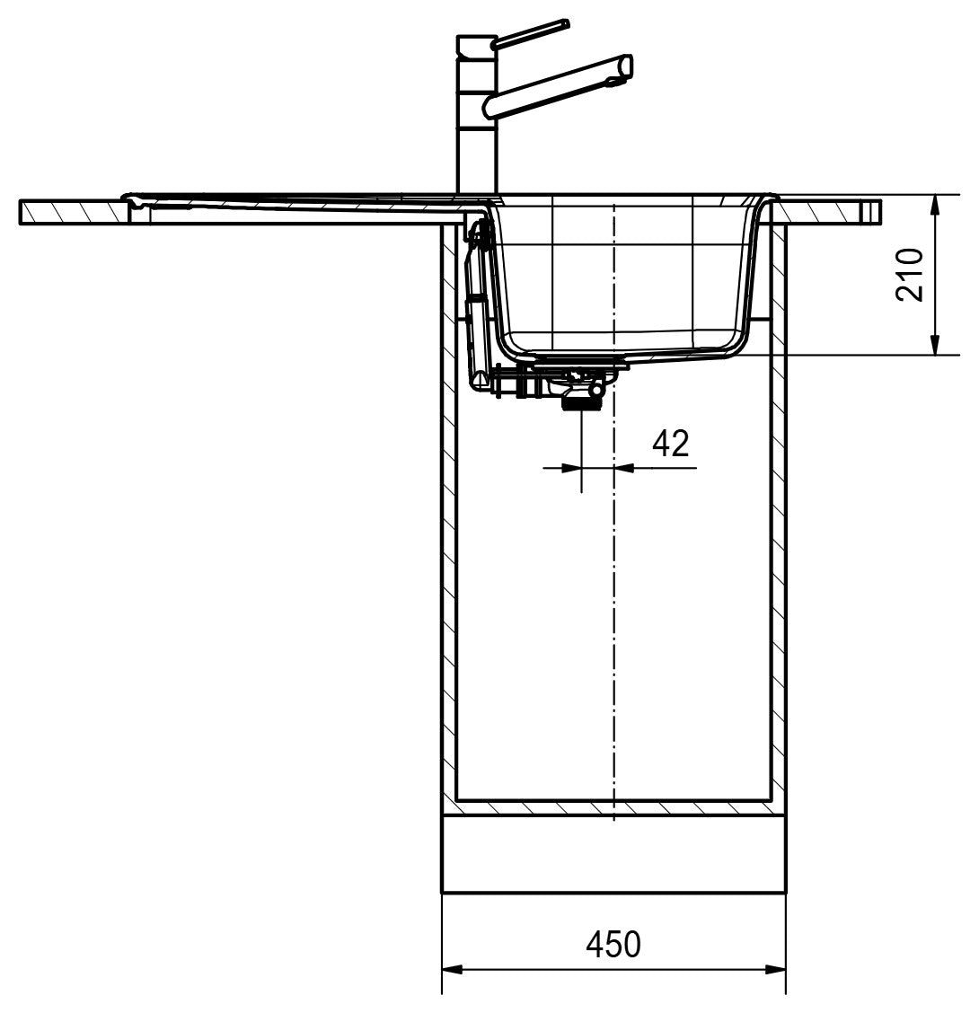 Franke Antea Fragranite AZG611-86 – coupe d'installation