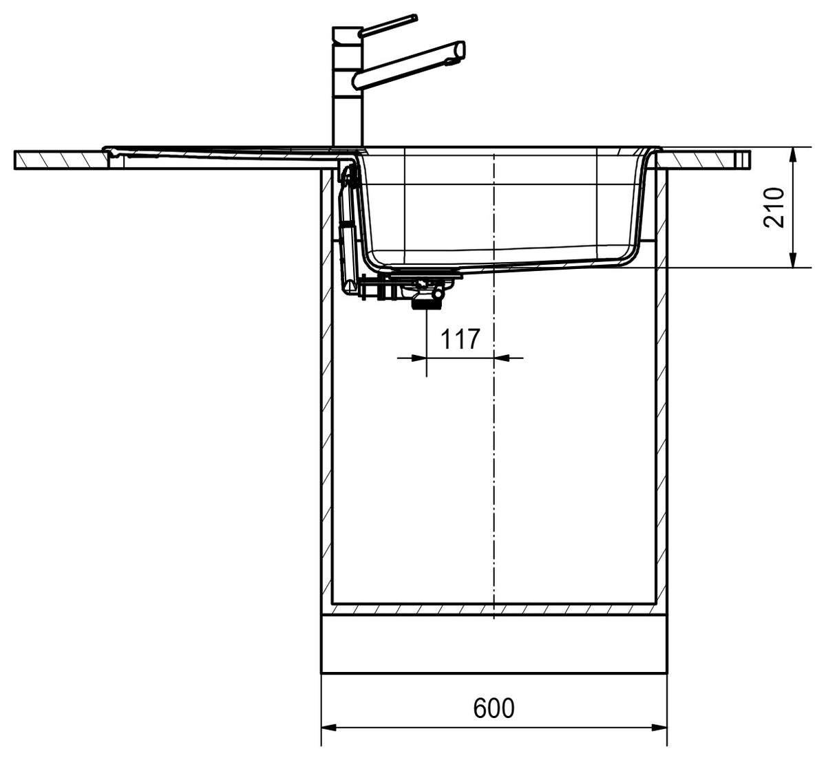 Franke Antea Fragranite AZG611-XL – coupe d'installation