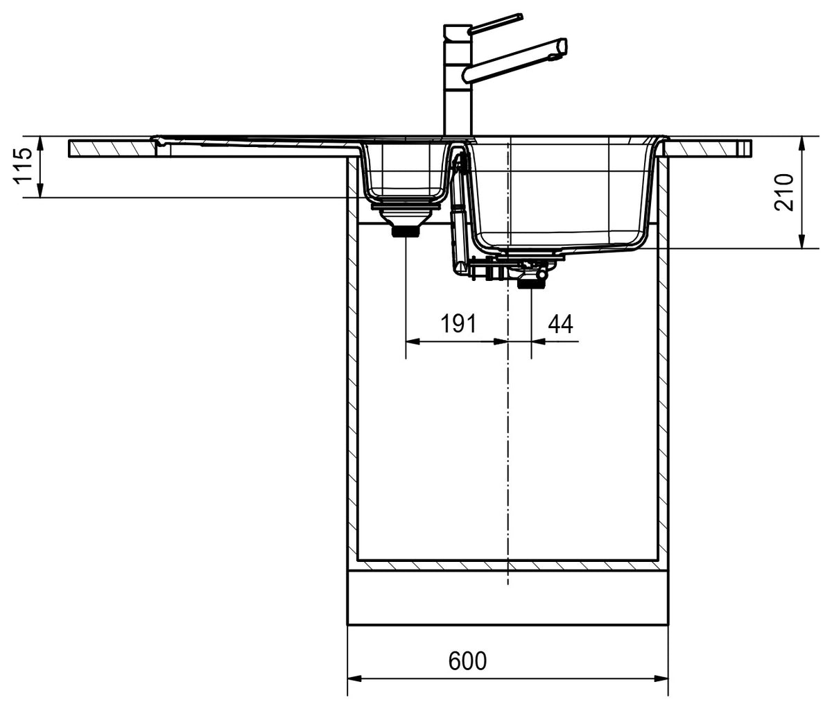 Franke Antea Fragranite AZG651 – coupe d'installation